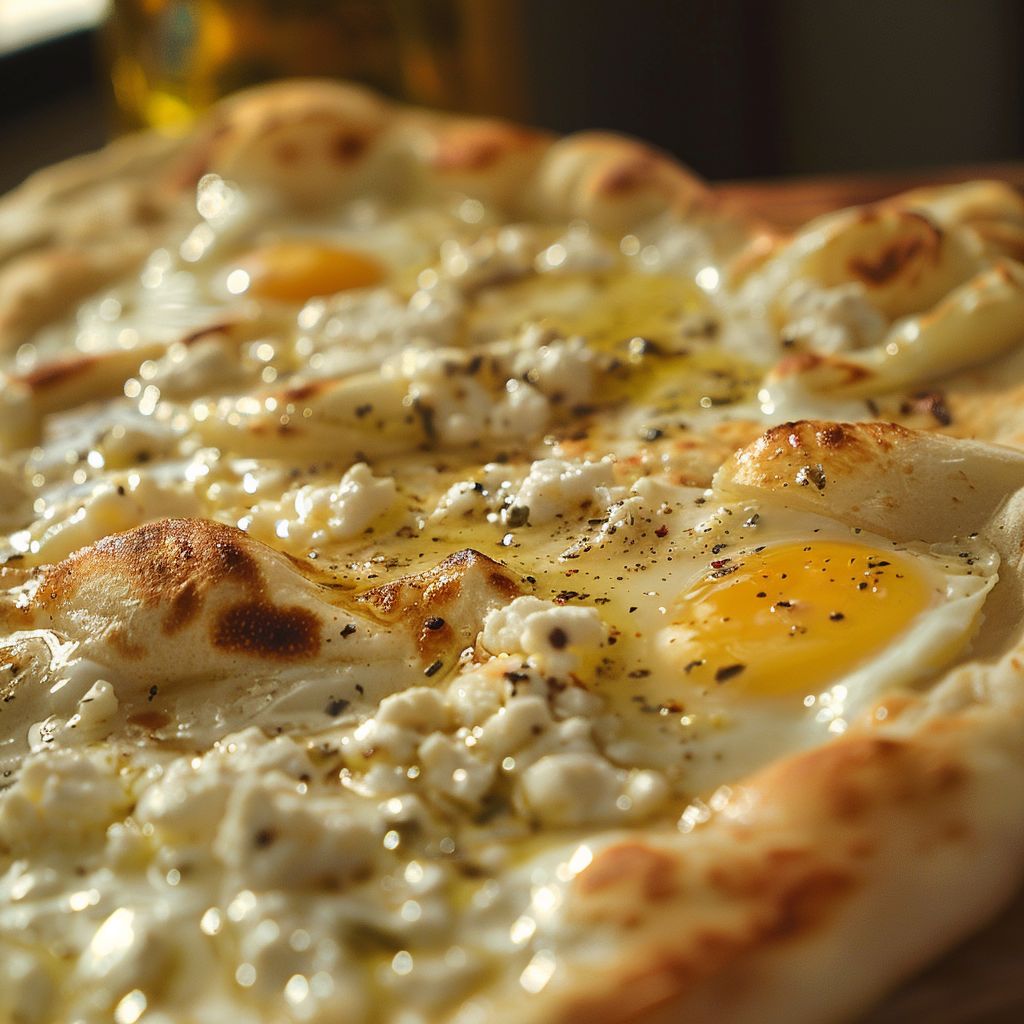 Close-up of Cottage Cheese Flatbreads on a wooden surface, showcasing a golden-brown crust and fluffy texture.