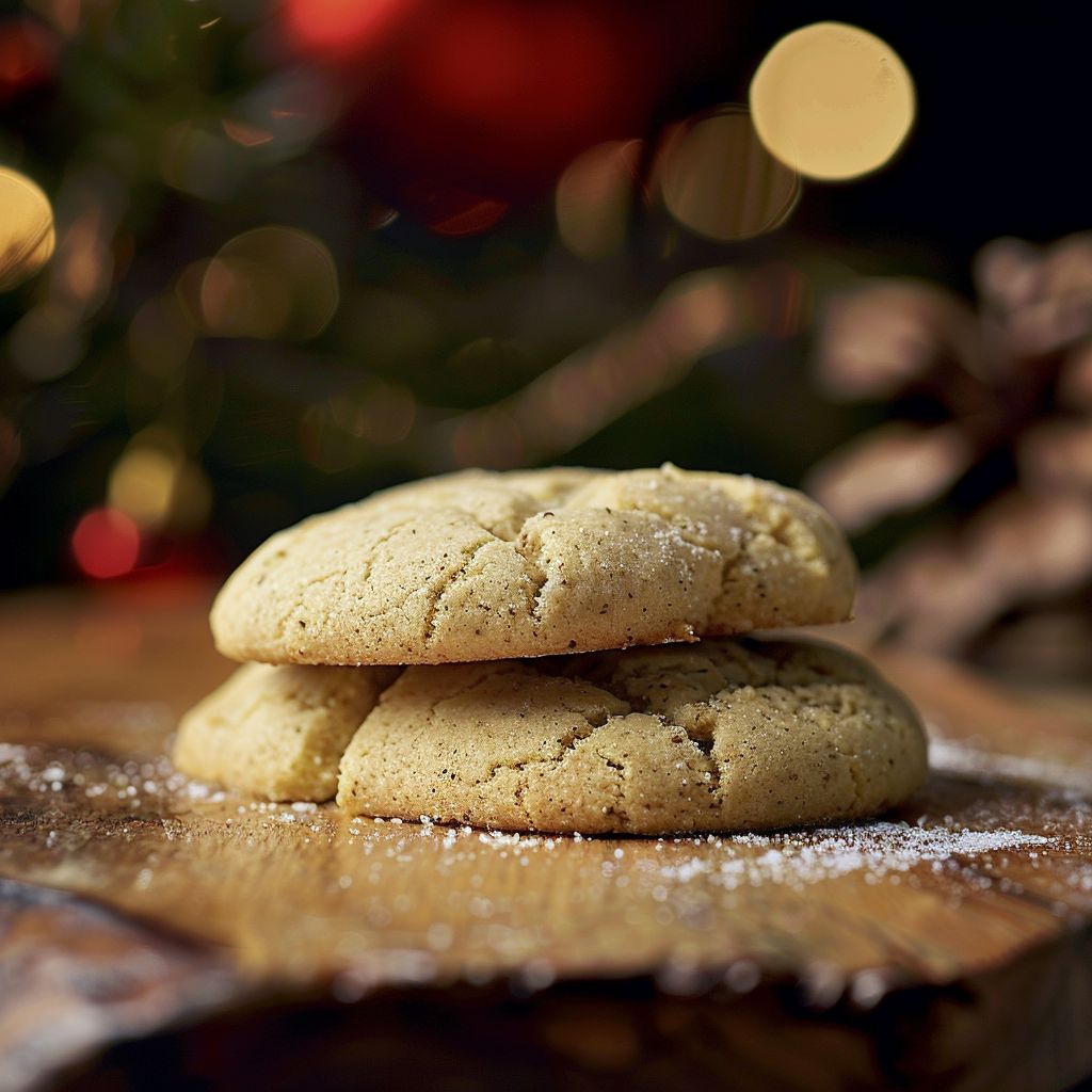 A close-up of beautifully decorated Christmas cookies with icing and sprinkles on a wooden table.